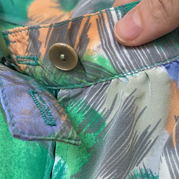 Vintage Pleated Skirt Women S/M Petites Green Purple Peach Geo 80s 90s Pockets - Picture 14 of 14